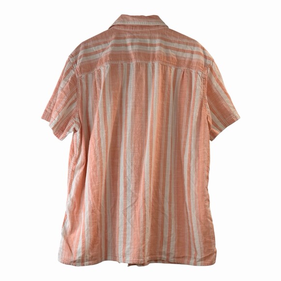 American Eagle Outfitters Men's XL Peach Stripe Short Sleeve Cotton Shirt - Picture 2 of 5